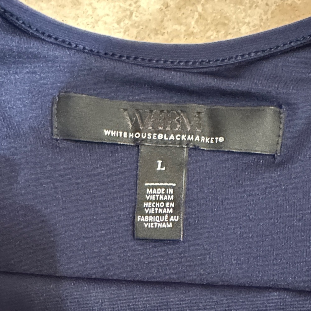 White House Black Market Navy Midi Dress with Stud Accents - Picture 2 of 6